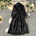 Palace Style Dress For Women New Heavy Industry Embroidery Hollow Flower Breasted Slim Mid Length Puff Sleeve Dress_ecoleips.com