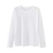 Spring, Summer, Autumn, Versatile Thin Sun-Protective Cover-Up Long-Sleeve Top, Crew Neck Design, Solid-Color Korean T-S_ecoleips.com
