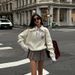 Women's Clothing Solid Color Loose Long Sleeved Sweater Fashionable High Waist Pleated Skirt_ecoleips.com