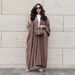 Verve MQ077 Muslim Women's Modest Fashion Turkish Striped Casual Plus Size Abaya Cardigan Robe_ecoleips.com