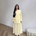 Women's Oversized Short Sleeve Blazer, Casual Loose Fit Lapel Suit Jacket, Elegant Solid Yellow Lightweight Outerwear, Daily Office Streetwear, Breath_ecoleips.com