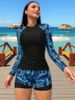 Women's Clothing Women's Long Sleeve Tankini Swimsuit Double Layered Printed Racing Diving Suit Style Bikini Set_ecoleips.com