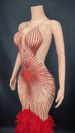 Women’s Clothing singer host model rhinestone sling backless feather stitching mopping party dress dress_ecoleips.com
