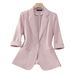 Summer Light Blue Blazer For Women - Slim Fit Casual Short Sleeve Jacket - Breathable Polyester - Office & Everyday Wear_ecoleips.com