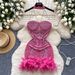 Luxury Hollow-Out Halter Gown With Beaded & Faux Fur Accents – Sexy Bodycon Dress For Women (S-2XL)_ecoleips.com