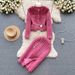Women's Winter Wool Cardigan Coat – Elegant Longline Open Front With Side Slits (Rose Red, S/M/L/XL)_ecoleips.com