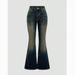 Women's Spicy Embroidered Slim Fit Stretch Jeans Blue Color Casual Fashion Straight Leg Full Length Cotton Polyester_ecoleips.com