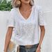 Women's Glitter T-Shirt V-Neck Short Sleeve Loose Fit Casual Blouse Solid Color Party Night out Top_ecoleips.com