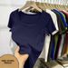 Women's Slim-Fit Ribbed Square Neck T-Shirt Short Sleeve Classic Basic Tee Sophisticated Office Wear Multiple Colors Size M to 4XL_ecoleips.com
