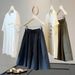 Retro Women's Drawstring Striped Casual Pants Slimming Flattering Loose Fit Wide Leg Shorts Five Point Skirt Style Summer_ecoleips.com