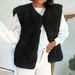 Women's Long Plush Sleeveless Vest - Soft Fleece Winter Cardigan For Casual & Office Wear (Dark Grey, Blue, Black)_ecoleips.com