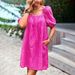 Diyun European And American Solid Color Square-neck For Women, 2023 Summer Elegant Hollow-out Jacquard_ecoleips.com