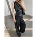 2026 New Sweet Cool European And American Style Zipper Leather Vest Women, Slim Fit, Slimming Black Top For Summer_ecoleips.com