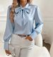 Popular Autumn Long Sleeve Bow Satin Women's Shirt Shirt Top Women's_ecoleips.com