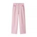 Summer Women's High Waist Straight Leg Pants With Rhinestone Decor - Trendy Streetwear Casual Trousers For Women, Pink (S/M/L)_ecoleips.com