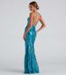Women's sexy one-line collar sequined evening dress elegant slit banquet party dress_ecoleips.com