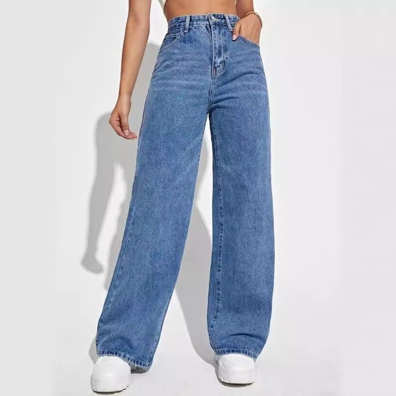 Women’s Clothing new trendy mid waist straight jeans_ecoleips.com