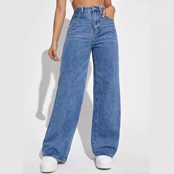 Women’s Clothing new trendy mid waist straight jeans_ecoleips.com