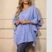 Women’s Solid Round Neck Drop Shoulder Top – Flounce Sleeves & Asymmetric Hem For Trendy Elegance_ecoleips.com