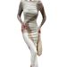 Women's Elegant Long Dress Early Spring Fashion Mesh Print Design Waist Cinching Hip Hugging Skirt_ecoleips.com