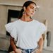 Women's Clothing Knitted Women's T Shirt Lotus Leaf Short Sleeve Casual Women's Round Neck Top_ecoleips.com