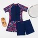 Women's High Waist Conservative Two-Piece Swimwear Set with Short Sleeves for Swimming Surfing And Diving_ecoleips.com