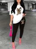 Women's Casual Fashion Cartoon Rabbit Pattern Printed Loose T-shirt+cropped Pants Two-piece Home Sportswear Daily Wear-221_ecoleips.com