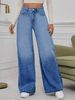 Vintage Washed Blue Jeans For Women – High Street Straight Leg Denim Pants (Blue, M-XL)_ecoleips.com