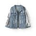 Women's Clothing Loose Ripped Sequined Denim Jacket One Piece Drop Shipping_ecoleips.com