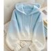 2026 New Blue Gradient Hooded Sweatshirt Jacket, High-End Autumn Fashion For Women, Unique And Super Stylish Top_ecoleips.com