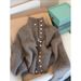 Women's Heavyweight Double-Breasted Stand Collar Zip-Up Knit Sweater Coat – Cozy Winter Pullover With Lazy Chic Style (Grey/Red)_ecoleips.com