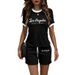 Women's Los Angeles Print T-Shirt & Shorts Set – Contrast Color Casual Outfit For Summer_ecoleips.com