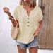 2026 Summer New European American Style Women's Button V-Neck Short Sleeve T-Shirt Top For And_ecoleips.com