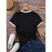 2025 Summer Black White Contrasting Color Match Casual Slimming Women's T-shirt Simple And Versatile Top_ecoleips.com