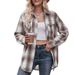 Women's Autumn/Winter Casual Loose Checkered Shirts With Contrasting Color Cardigans Wholesale Available_ecoleips.com