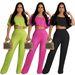 Women's Clothing With Pleated Solid Color Strapless Chest Wrap Loose Flared Pants Two Piece Suit_ecoleips.com