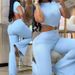Women's Clothing Autumn Sexy Round Neck Backless Slim Fit Butt Lift Solid Color Bootcut Jumpsuit Sportswear_ecoleips.com