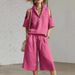 Women's Summer Two Piece Set Short Sleeve Shirt And Loose Pants Cross Border Style Bestseller 2026_ecoleips.com