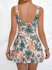 2026 Tropical Print One Piece Swim Dress Women Tummy Control Skirt Swimsuit Floral Leaf Print Conservative Bathing Suit Beachwea_ecoleips.com