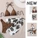 Women’s Clothing New Halter Neck Tie Mesh Skirt Swimsuit Women Three piece Beach Bikini Swimsuit_ecoleips.com