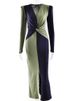 JULISSA MO Patchwork Long Sleeve Slit Women Maxi Dress Green Deep V-neck Ruched Autumn Winter Skinny Elegant Party Evening Dress_ecoleips.com