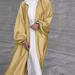 Verve 2025 New Muslim Women's Clothing Satin Puff Sleeve Robe Dubai Elegant Cardigan_ecoleips.com