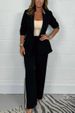 Women's Clothing Fashion Loose Lapel Striped Suit Two piece _ecoleips.com