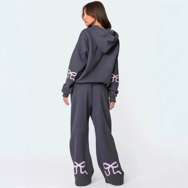 Streetwear Oversized Fleece Hoodie & Jogger Set – No Drawstrings, Thickened Winter Lounge Wear For Women (Dark Grey, S-XXXL)_ecoleips.com