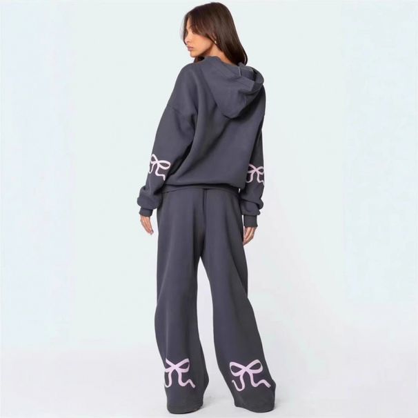 Streetwear Oversized Fleece Hoodie & Jogger Set – No Drawstrings, Thickened Winter Lounge Wear For Women (Dark Grey, S-XXXL)_ecoleips.com