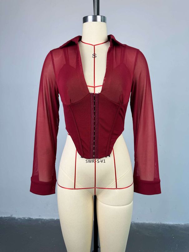 K New Women's Clothing Style With A Stylish Design, Featuring A Lapel And Waist Cinched Short Sleeved Shirt Top_ecoleips.com