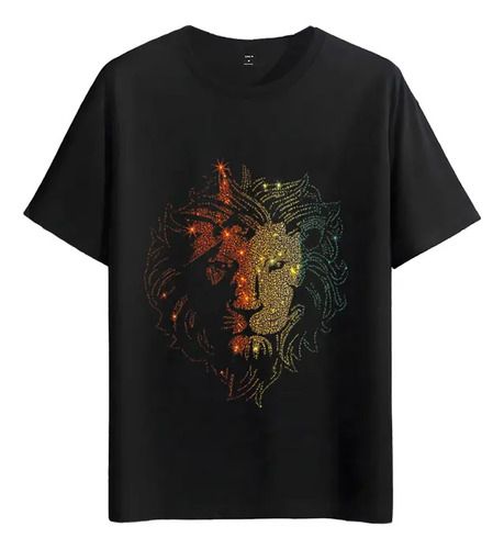 Women's T-Shirts Tshirt Muscle Freaks Lion Glitter Estilo Gold Design_ecoleips.com