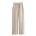 Suitable For All Seasons 2025 Summer New Women's Loose Casual Versatile High-Waisted Drawstring Linen Straight Pants_ecoleips.com