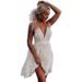 Women's Lace Lace Maxi Dress V-Neck Backless Dress_ecoleips.com