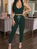 Women's Solid Color Casual Suit For Summer Style Elastic Waist Vest And Pocket Pants Set_ecoleips.com